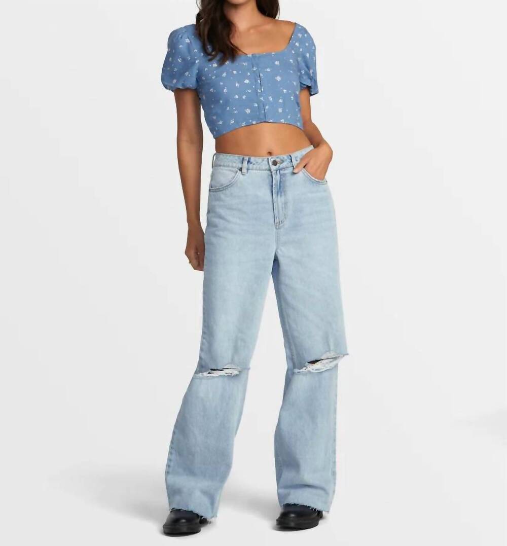 NEW RVCA nova crop top in coronet blue